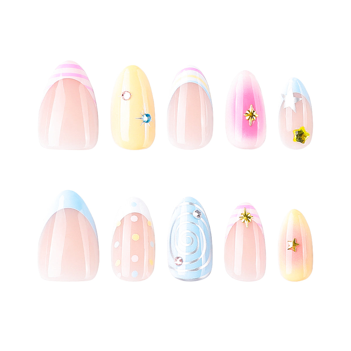 Kunstvolle Nagelkunst mit bunten Designs Brehn