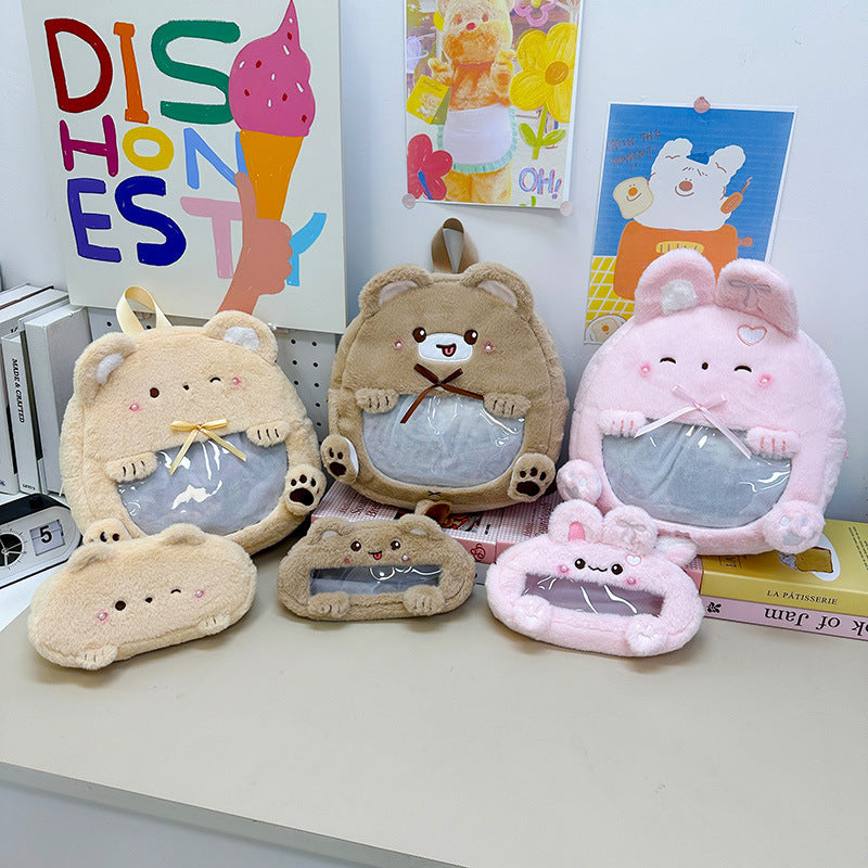 Plüsch-Kinderrucksack mit Tiermotiv und Praktischem Sichtfenster Brehn
