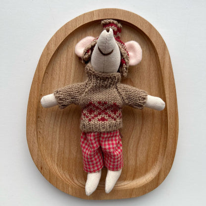 Handgefertigter Organic Cotton Langbein Bunny Plüsch mit besticktem Overall