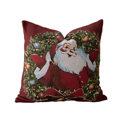 Weihnachtlicher Tapisserie-Kissenbezug mit Santa‑Motiv und gobelinartiger Webstruktur Brehn