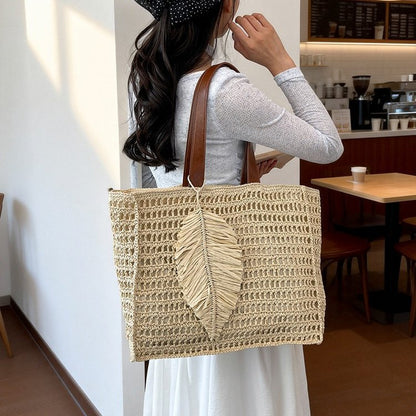 Makramee Strandtasche mit Lederakzenten Brehn