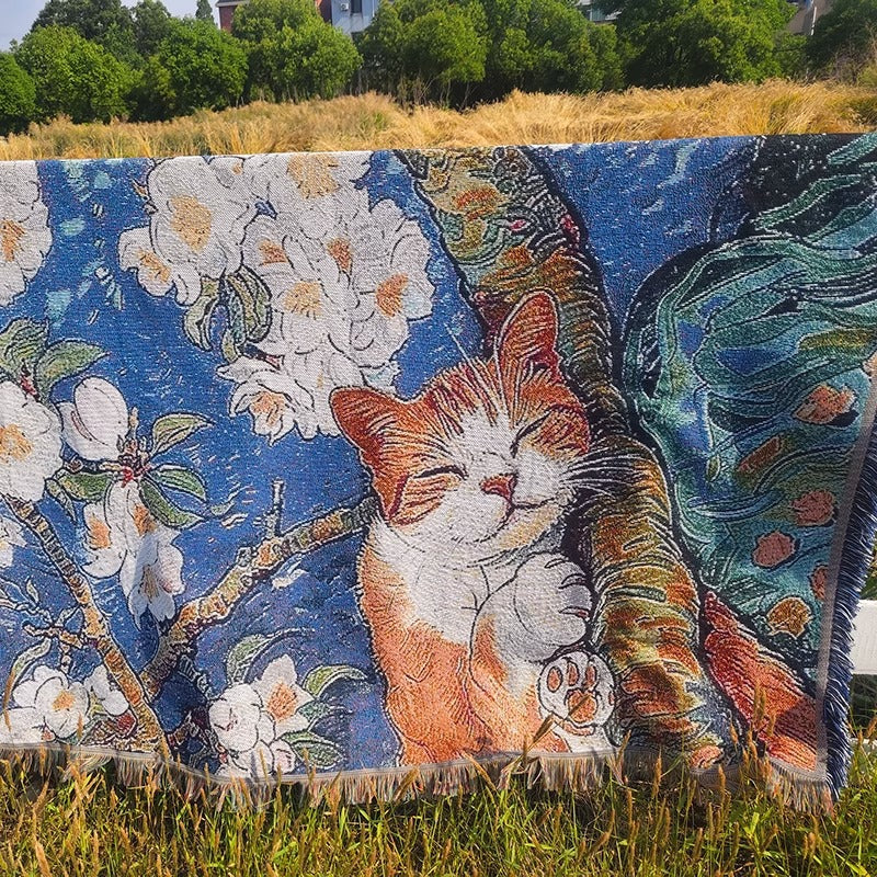 Künstlerische katzenmotivierte Wandteppich-Decke
