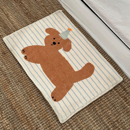 Decorative Plush Absorbent Anti-Slip Cartoon Dog Floor Mat