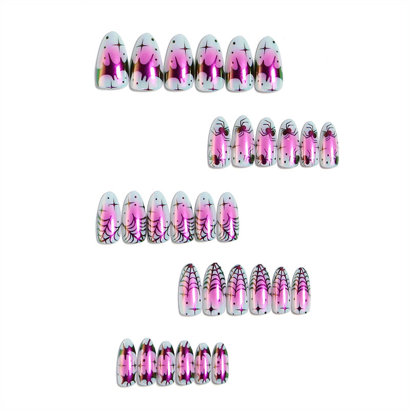 Kreatives Kunstnagelset mit gruseligem Spinnenmotiv und farbenfrohem Design Brehn