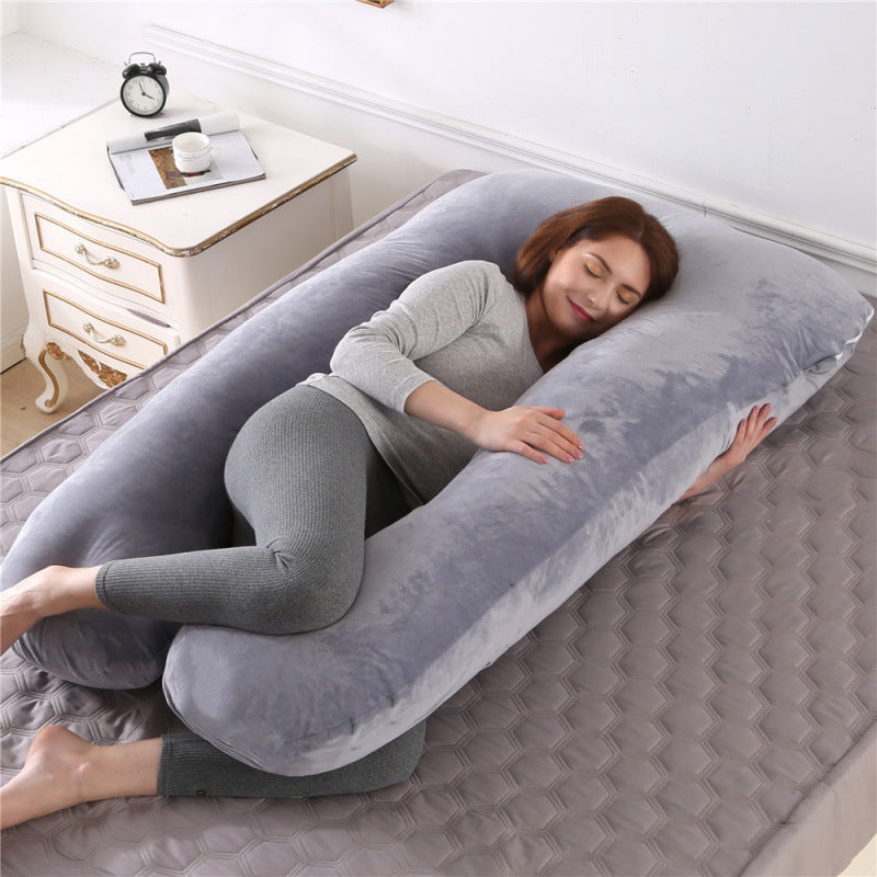 ergonomisches U-förmiges Ganzkörper-Schwangerschaftskissen mit abnehmbarem waschbarem Veloursbezug und verstellbarem Innenteil Brehn