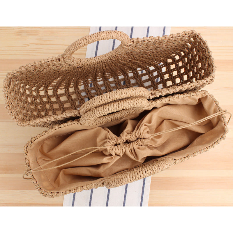Handtasche Aus Handgearbeitetem Geflecht mit Elegantem Rundgriff Brehn