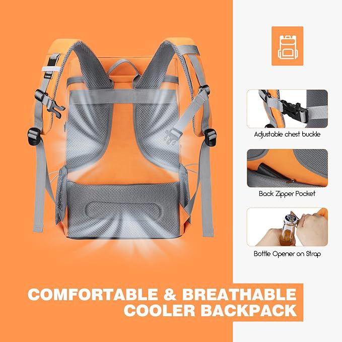 Unisex nan isolierter Picknick-Rucksack mit integriertem Kühlfach, Flaschenhalter und verstellbarem Gurtsystem Brehn