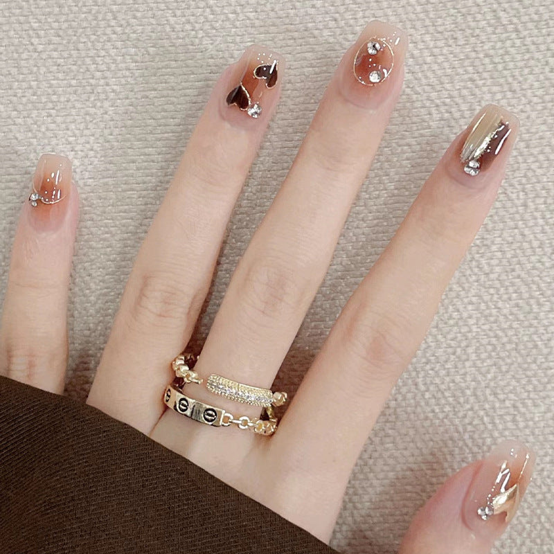Elegantes Glitter-Akzent Press-On Nagelset