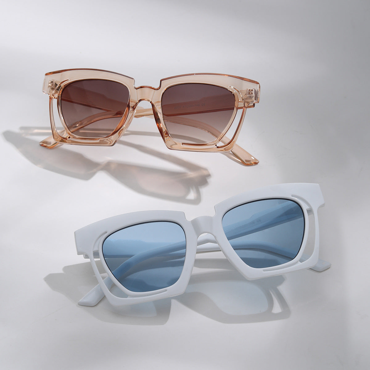 Damen trendige geometrische Sonnenbrille mit stilvollem, quadratischem Rahmen Brehn