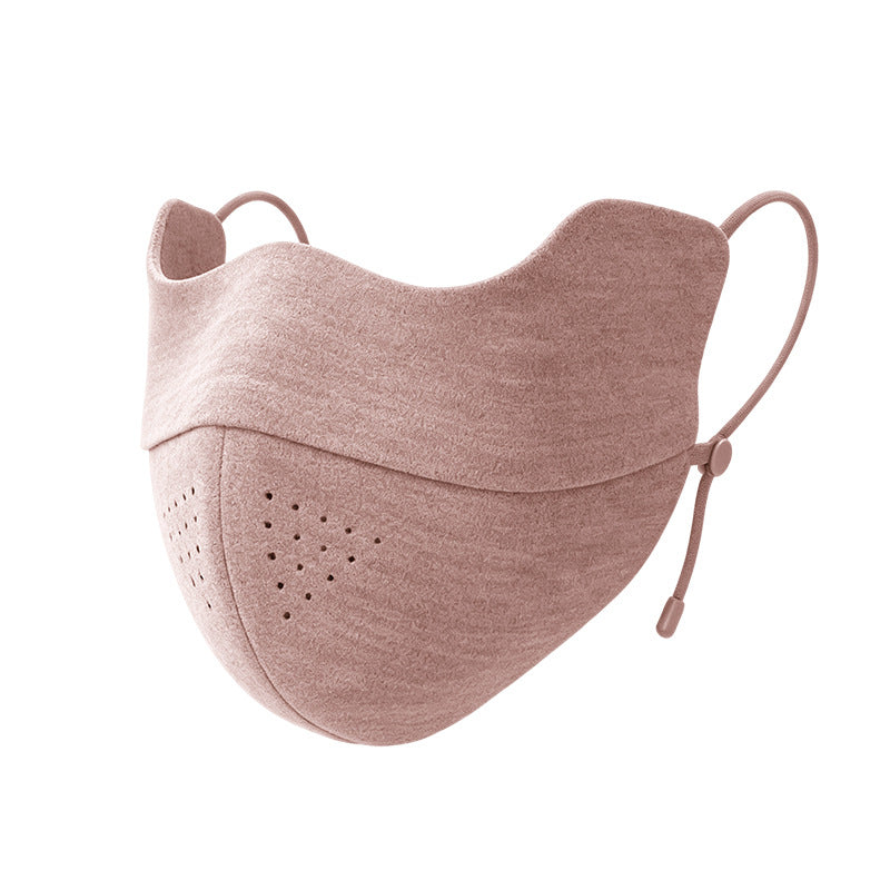 Samtierte wiederverwendbare Gesichtsmaske mit atmungsaktiven Perforationen und verstellbaren Ohrschlaufen Brehn