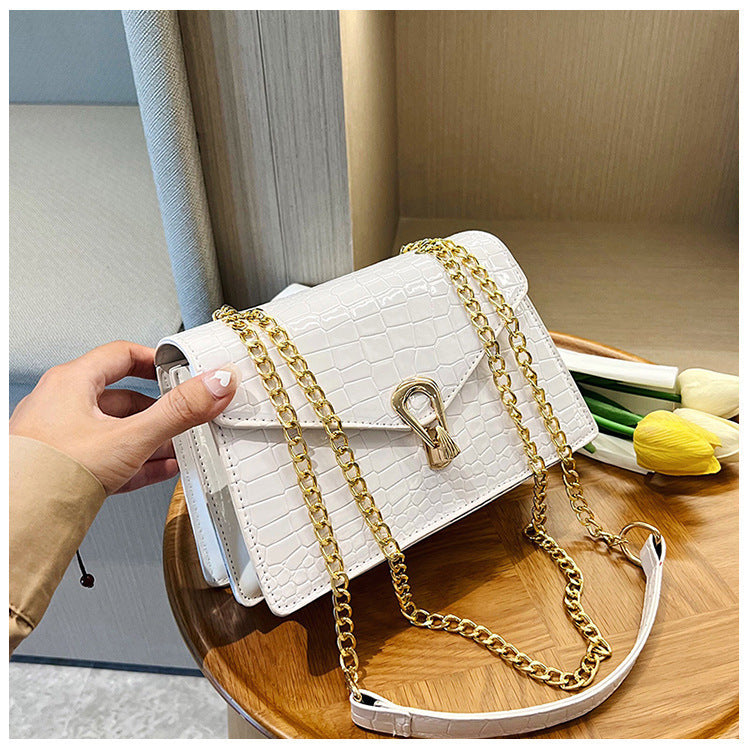 Elegante Krokodilstruktur Schulterhandtasche