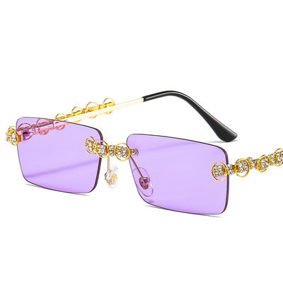 Damen Designer-Sonnenbrille mit funkelndem Rahmen und rechteckigem Glas Brehn