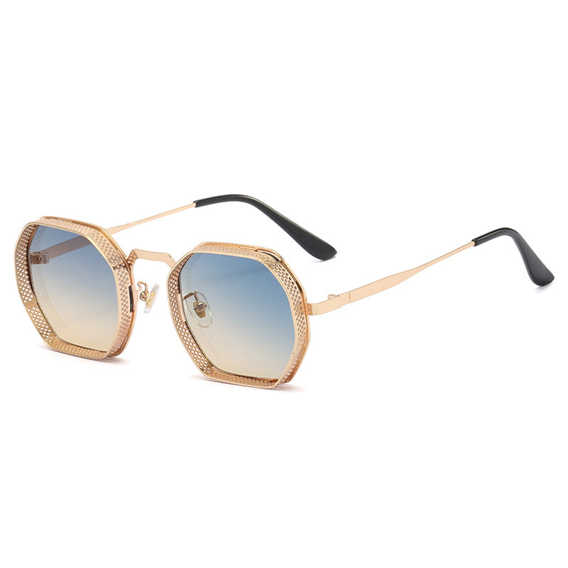 Damen Sonnenbrille mit einzigartigem oktagonalem Metallrahmen Brehn