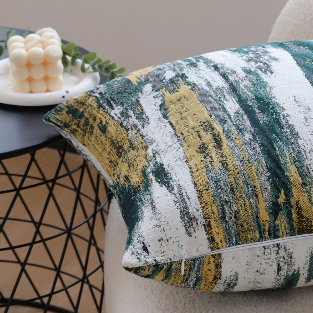 Quadratischer Kissenbezug mit abstraktem Jacquard-Aquarellmuster und verdecktem Reißverschluss Brehn