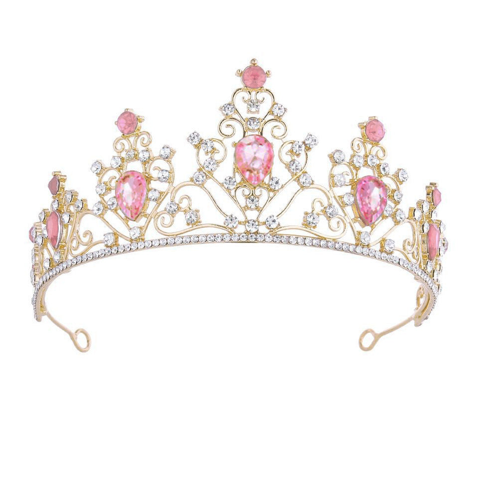 Mädchen Krone mit funkelnden Kristallen und elegantem Geburtstagsschärpen-Set Brehn