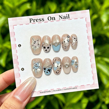 Anpassbare Glitter-Akzent Press-On Nägel