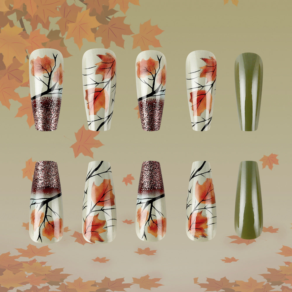 Herbstblatt-Themen Press-On Nagelkunst Brehn