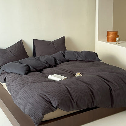 Steppbettwäsche-Set aus Baumwoll-Satin mit feiner Rippstruktur