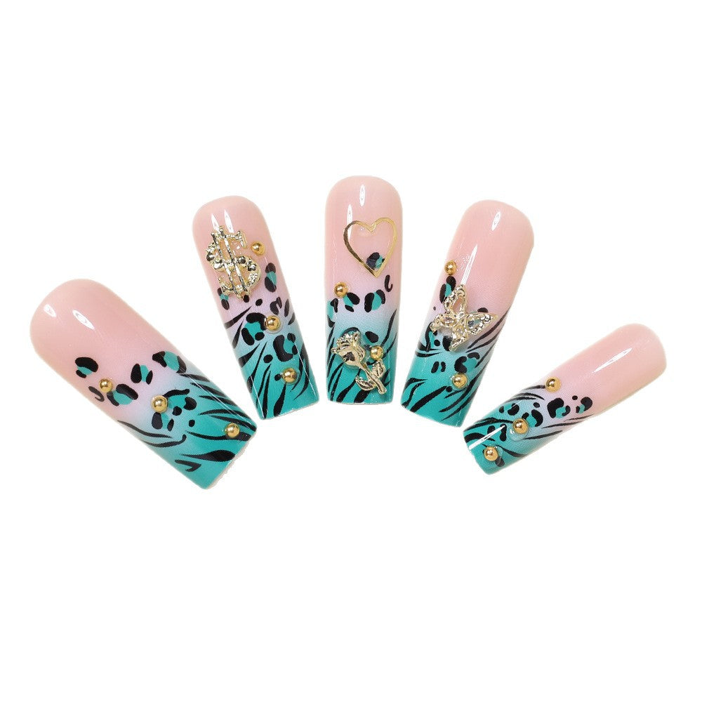 Stylische Bling Leopard Druck Press-On Nagelspitzen Brehn