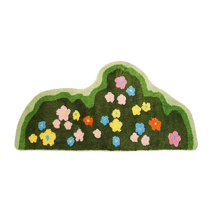 Blumenwiese getufteter Hochflor-Mikrofaser rutschfester Läufer Teppich