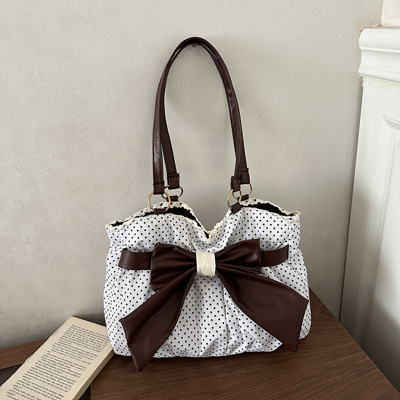 Polka-Dot-Schleifen-Akzent-Handtasche