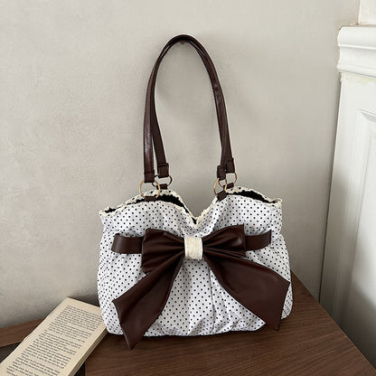 Polka-Dot-Schleifen-Akzent-Handtasche