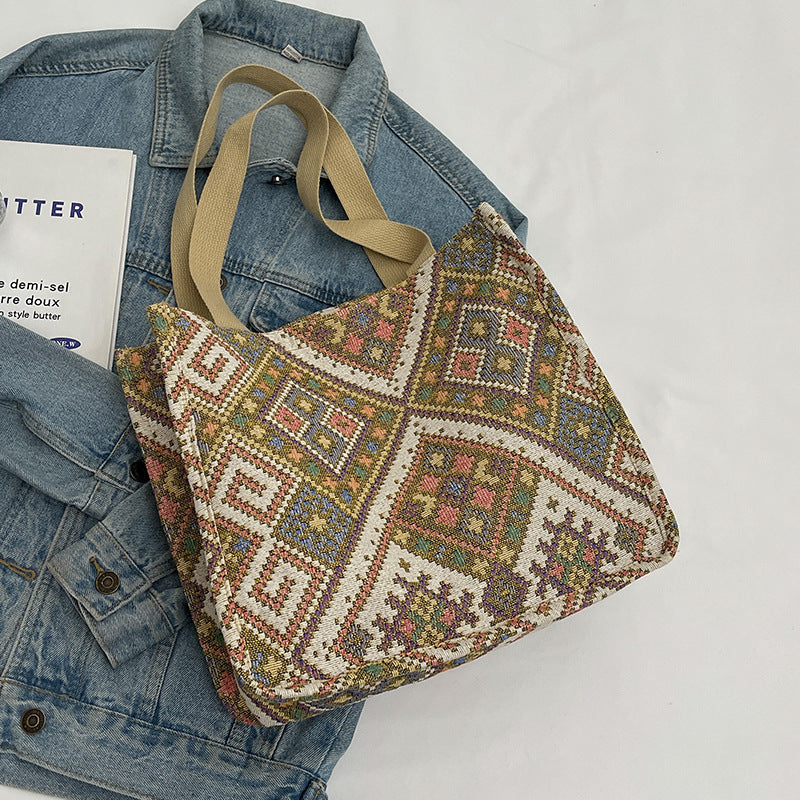 Handgefertigte geometrisch gemusterte Tote Bag