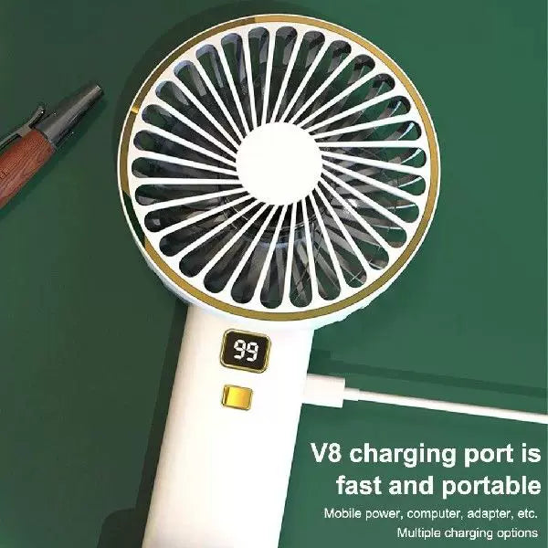 Unisex Einheitsgröße kompakt wiederaufladbarer tragbarer Ventilator mit digitaler Batteriestandsanzeige und Ladestation Brehn
