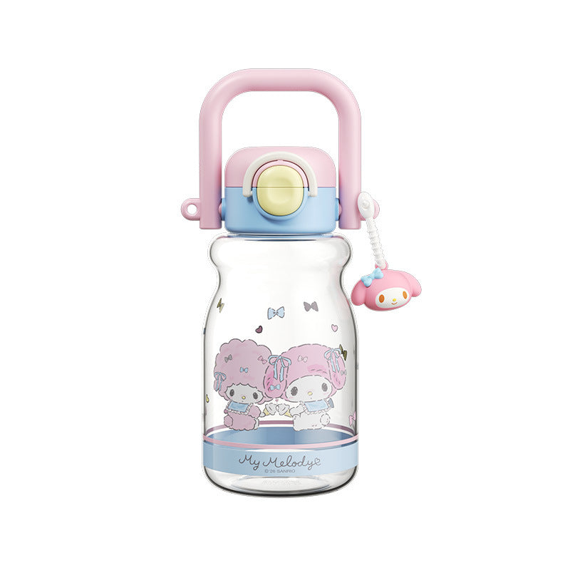 Damen Trinkflasche mit hochwertigem Silikon-Tragegriff und verspieltem Charakterdesign Brehn