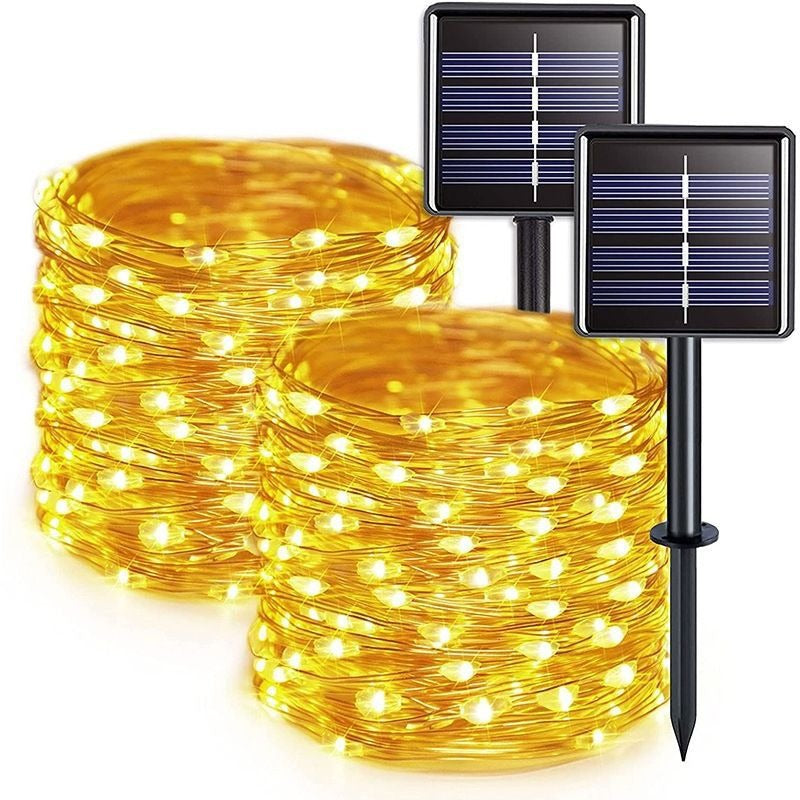 Solar Kupferdraht Feen Lichterkette mit Dual Stake Panels Brehn