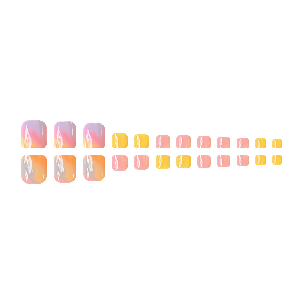 Fußnagelkunstset mit buntem Farbverlauf und eleganten Designs Brehn