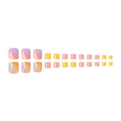 Fußnagelkunstset mit buntem Farbverlauf und eleganten Designs Brehn
