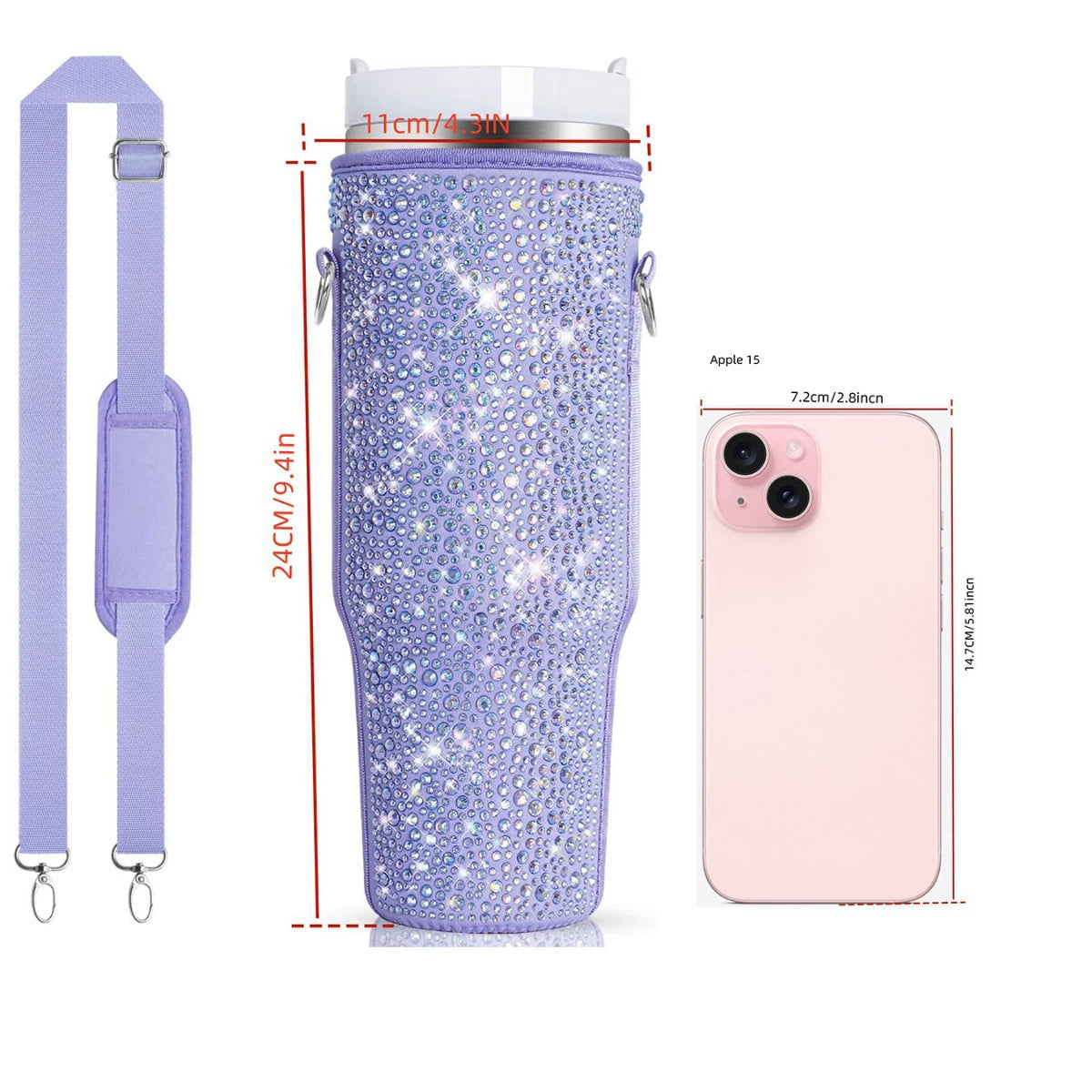 Damen Glitzernde Isolierflasche Hülle Brehn