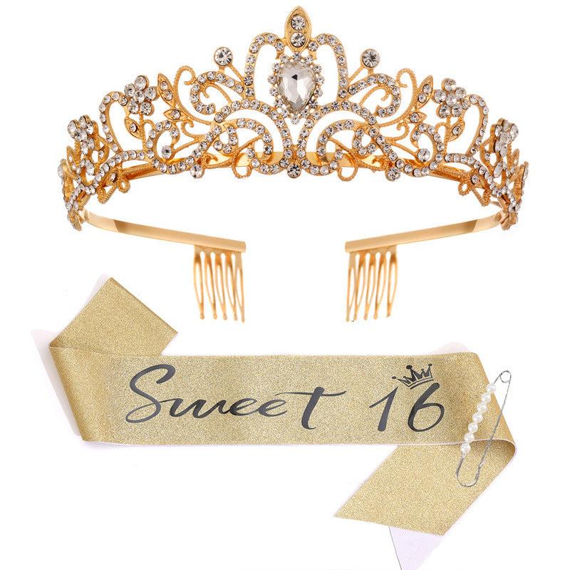 Damen Glamouröse Tiara mit strassverziertem Design Brehn
