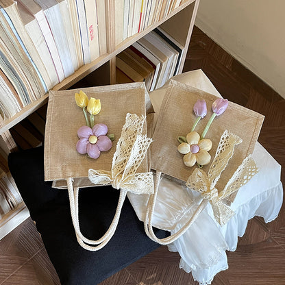 Floral Accent Handgefertigte Tote Bag