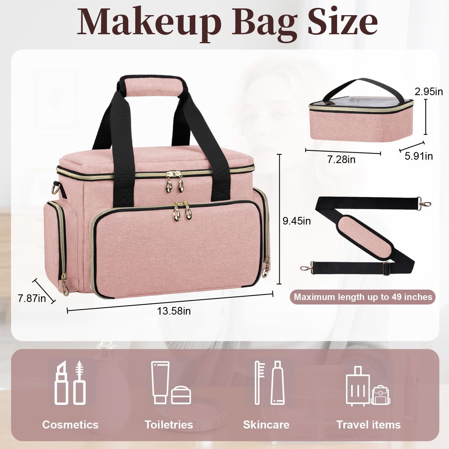 Kosmetik-Organizer-Tasche mit Mehrfacher Unterteilung und Transparenten Fächern Brehn