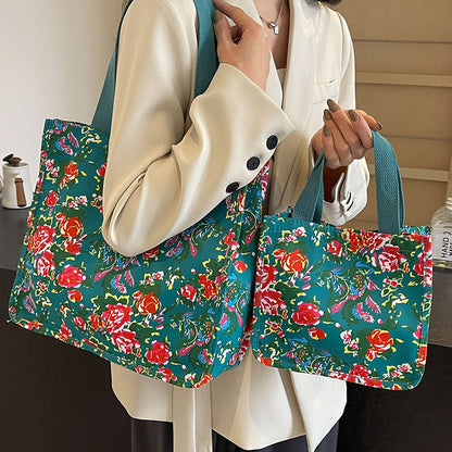 Blumenmuster wiederverwendbare Canvas-Tasche