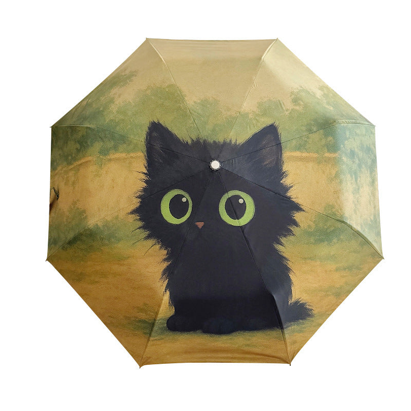 Damen Faltregenschirm mit kreativem Katzenmotiv Brehn