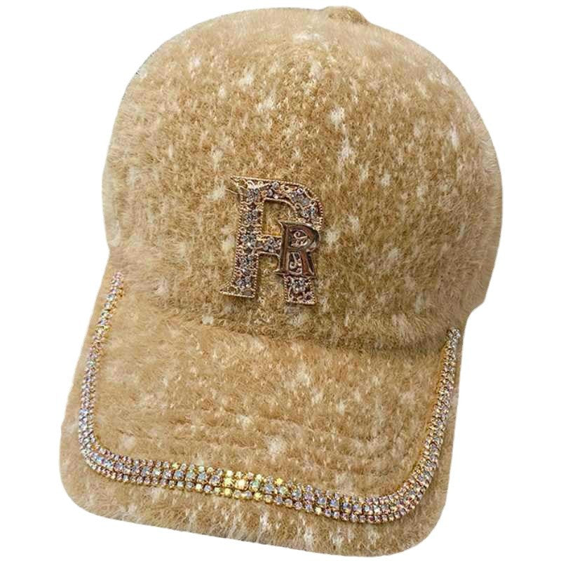 Damen Luxuriöse Fleece Verziertes Baseball Cap Brehn