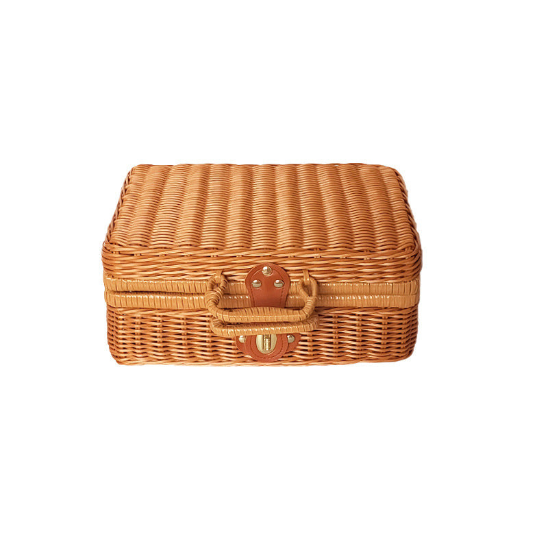 Vintage Rattan Aufbewahrungstruhe Brehn