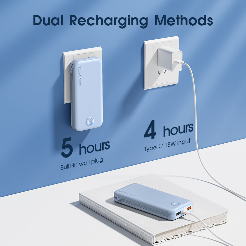 Powerbank mit Integriertem Wandstecker und Schnellladender Typ-C-Funktion Brehn