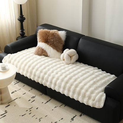 Hochflor-Sofaüberwurf-Set aus Kunstfell mit Sitz-, Rücken- und Armlehnenbezügen Brehn