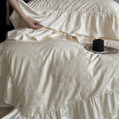 Luxuriöser Rüsch-Jacquard-Satin-Bettbezugset