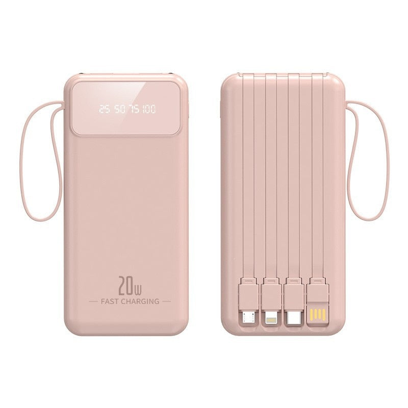 Powerbank mit multifunktionalen Ladekabeln und digitaler Ladeanzeige Brehn