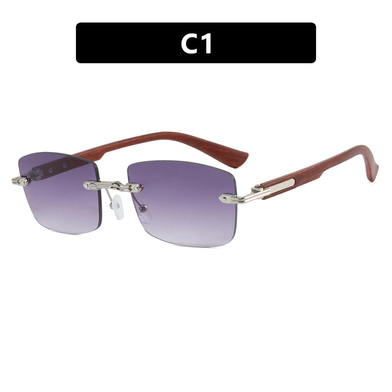 Damen quadratische Sonnenbrille mit Holzrahmen und gradienten Gläsern Brehn