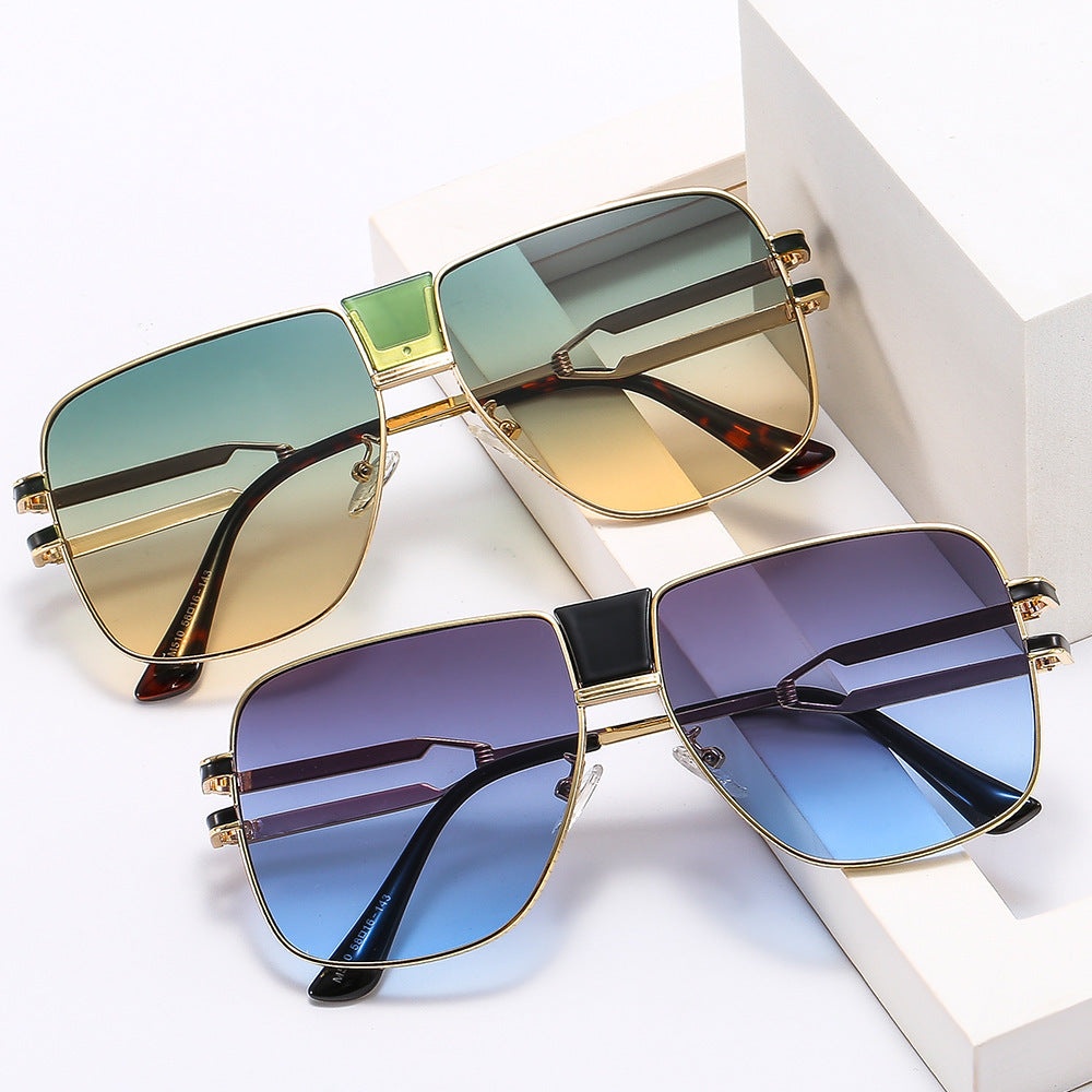 Damen moderne quadratische Sonnenbrille mit elegantem Metallrahmen Brehn