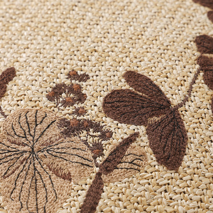 Runde Boden-Pouf-Sitzgelegenheit mit bestickter Blumenbordüre Brehn