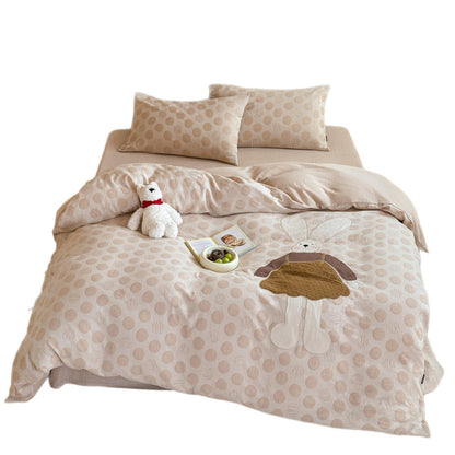 Kinder Applikation Hase Polka-Dot Baumwollmischung Bettbezug Set