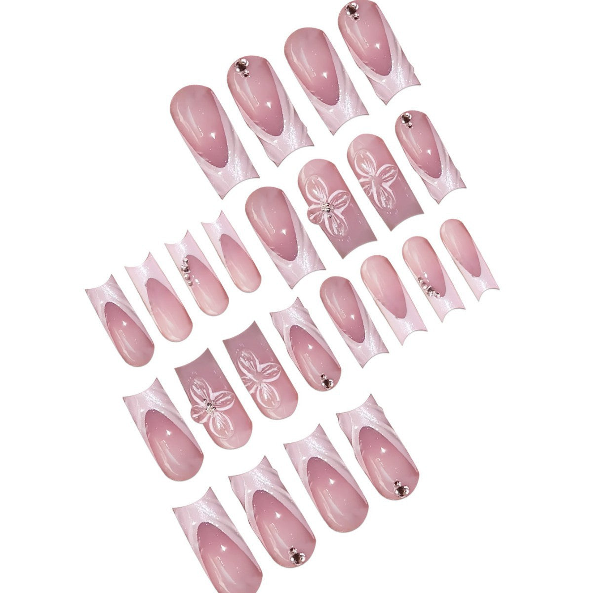 Elegante Blumen Press-On Nagelkunst Brehn