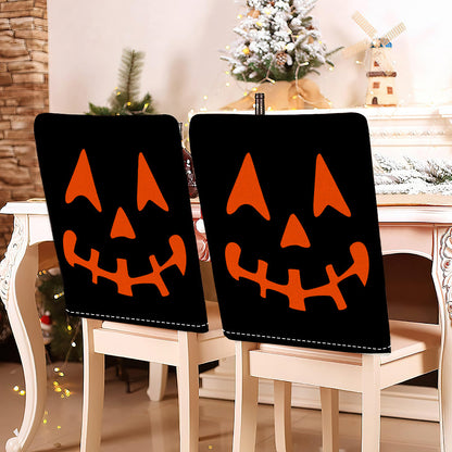 festliche Halloween-Stuhlhussen aus dehnbarem Polyester mit Hexenhut- und Schriftzug-Motiv